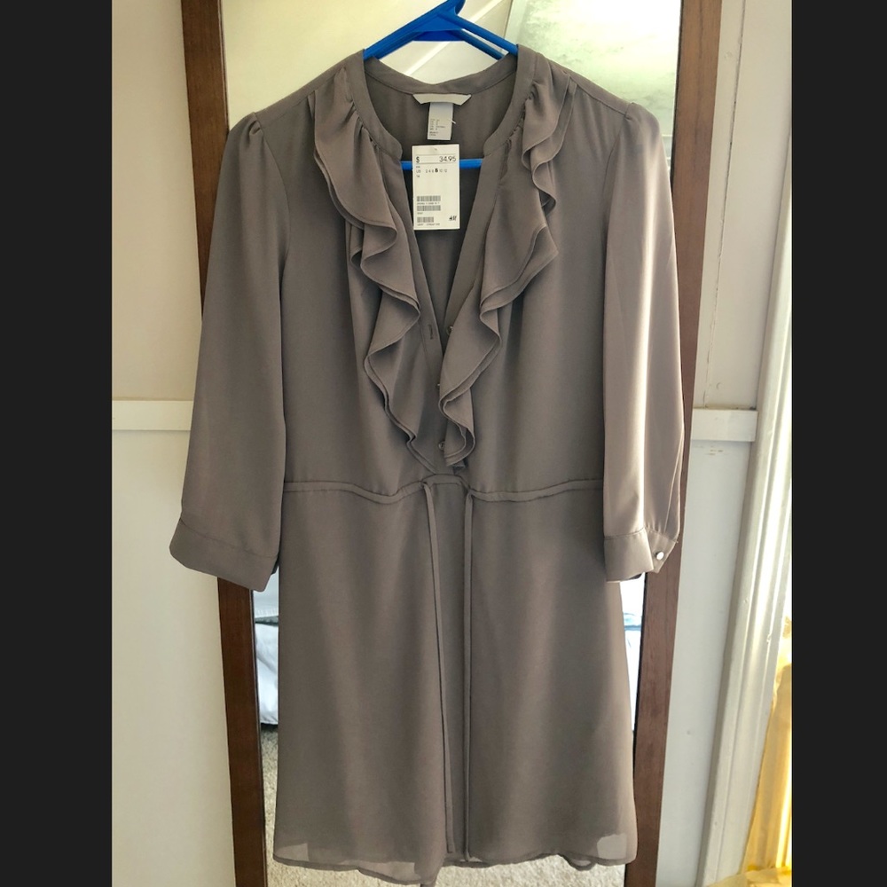 H&M Frilly Sheer Drawstring Dress